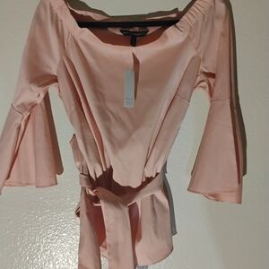 White House Black Market Blush and Black Top